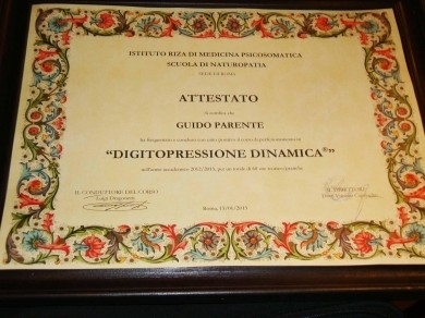 Attestato di operatore in DigitoPressione Dinamica - StudioNaturopatia GuidoParente