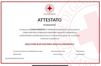 Brevetto Corso Full D presso la Croce Rossa Italiana - StudioNaturopatia GuidoParente